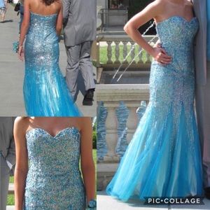 Blue sequin prom dress